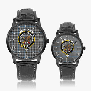 Gladstone Tartan Family Crest Leather Strap Quartz Watch Wide Type - Tartan Vibes Clothing