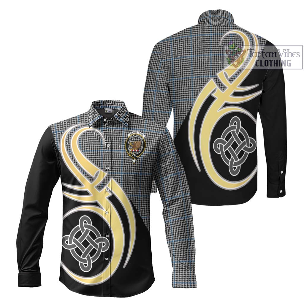 Gladstone Tartan Long Sleeve Button Shirt with Family Crest and Celtic Symbol Style Men's Shirt S - Tartan Vibes Clothing