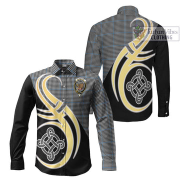 Gladstone Tartan Long Sleeve Button Shirt with Family Crest and Celtic Symbol Style Men's Shirt S - Tartan Vibes Clothing