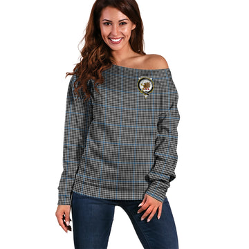 Gladstone Tartan Off Shoulder Women Sweater with Family Crest Women - Tartan Vibes Clothing