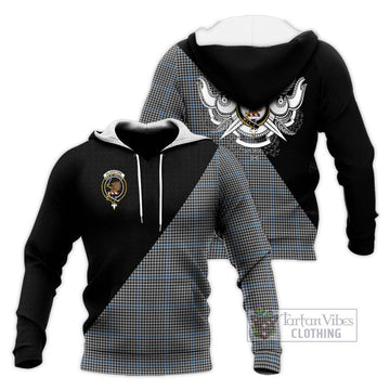 Gladstone Tartan Knitted Hoodie with Family Crest and Military Logo Style Unisex Knitted Pullover Hoodie - Tartan Vibes Clothing