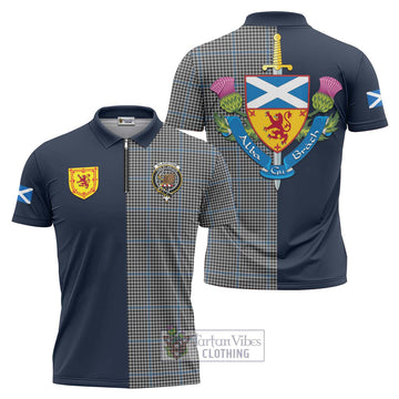 Gladstone Tartan Zipper Polo Shirt Alba with Scottish Lion Royal Arm Half Style Unisex - Tartan Vibes Clothing