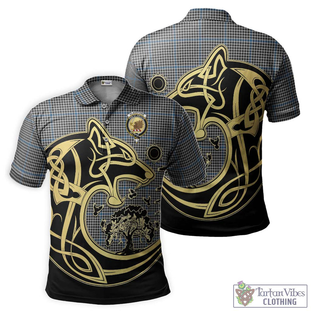 Gladstone Tartan Polo Shirt with Family Crest Celtic Wolf Style Kid - Tartan Vibes Clothing