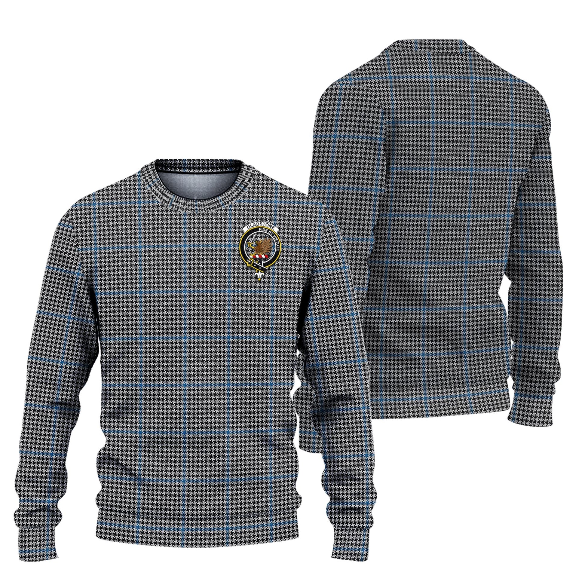 Gladstone Tartan Ugly Sweater with Family Crest Unisex - Tartan Vibes Clothing