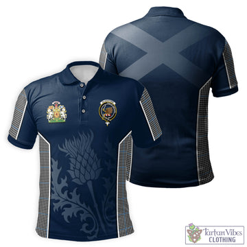 Gladstone Tartan Men's Polo Shirt with Family Crest and Scottish Thistle Vibes Sport Style