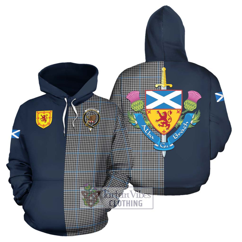 Gladstone Tartan Hoodie Alba with Scottish Lion Royal Arm Half Style Zip Hoodie - Tartan Vibes Clothing