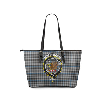 Gladstone Tartan Leather Tote Bag with Family Crest