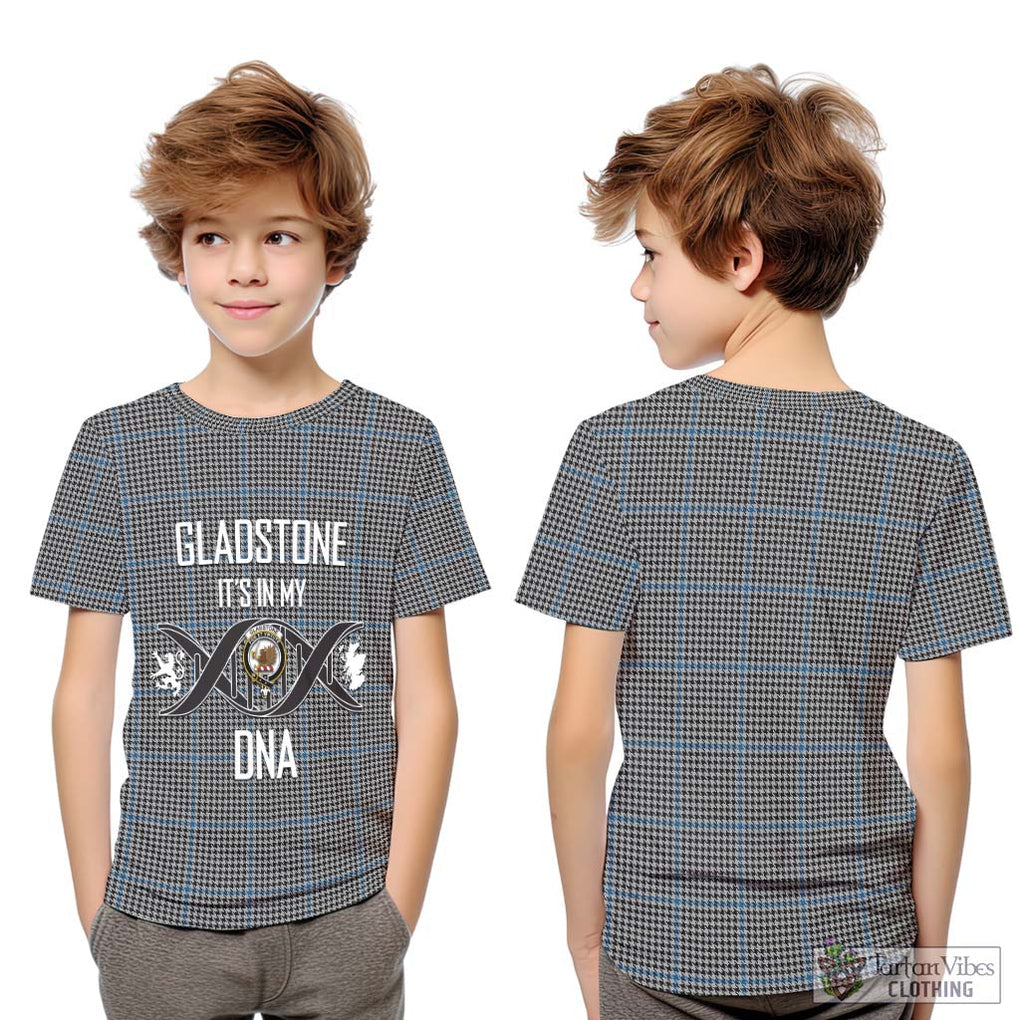 Gladstone Tartan Kid T-Shirt with Family Crest DNA In Me Style Youth XL Size14 - Tartan Vibes Clothing