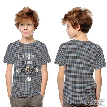 Gladstone Tartan Kid T-Shirt with Family Crest DNA In Me Style Youth XL Size14 - Tartan Vibes Clothing