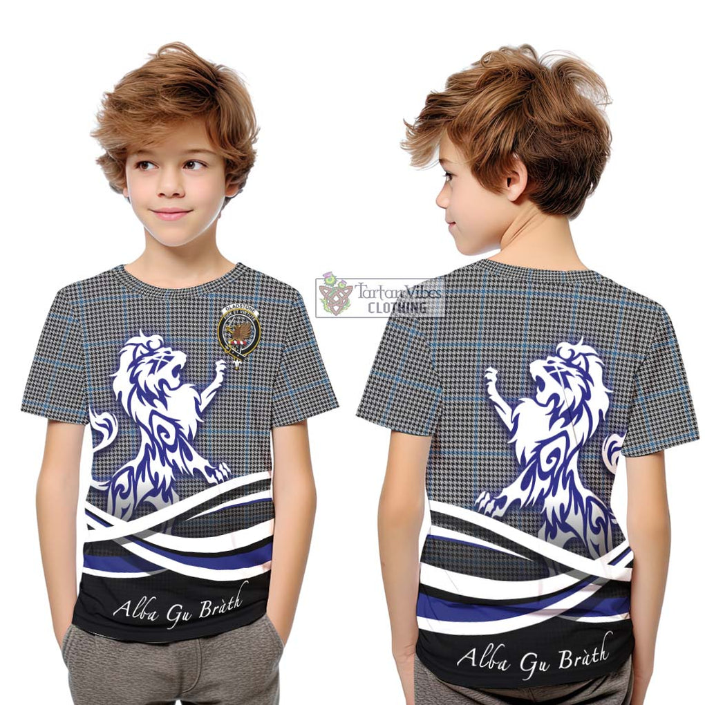 Gladstone Tartan Kid T-Shirt with Alba Gu Brath Regal Lion Emblem Youth XL Size14 - Tartan Vibes Clothing