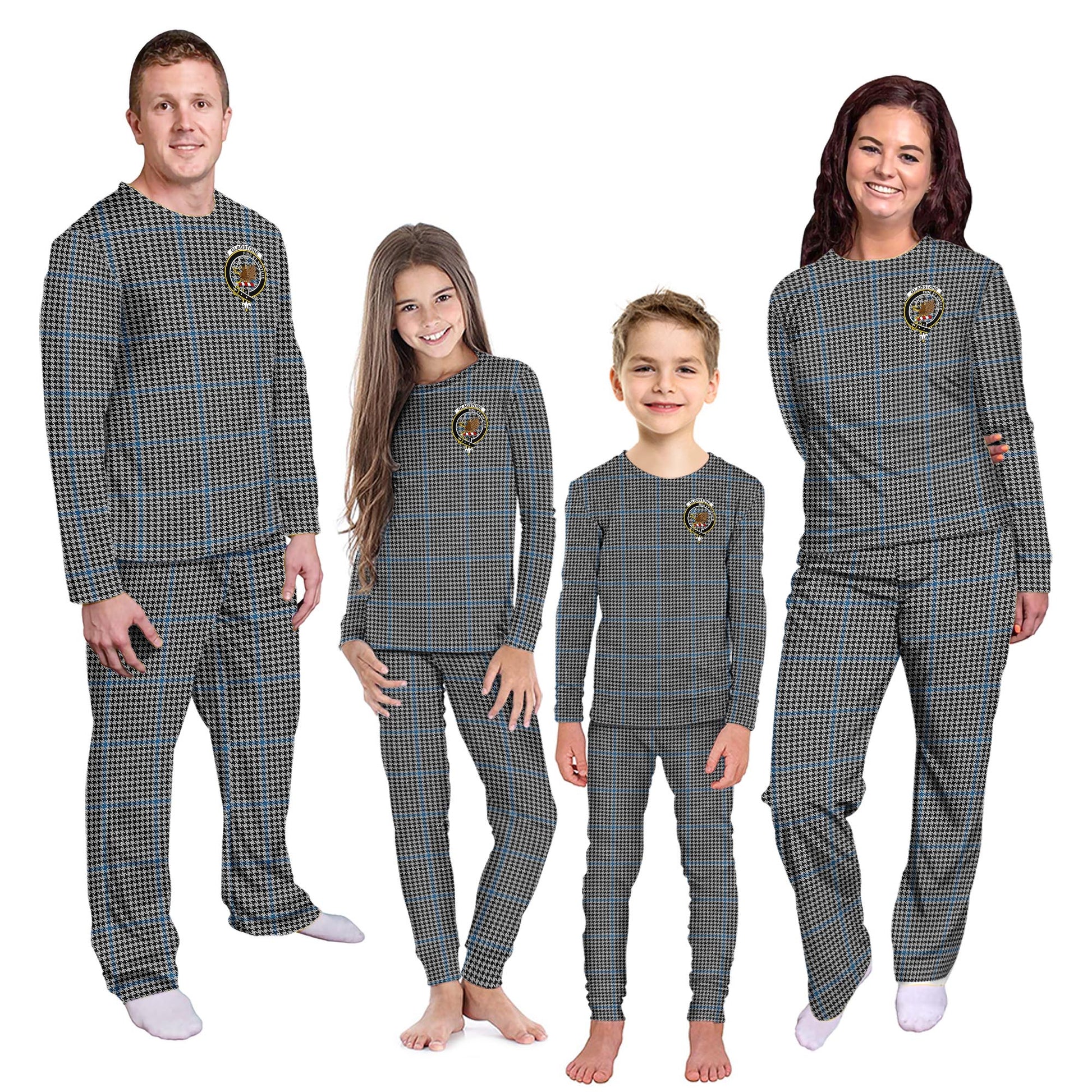 Gladstone Tartan Pajamas Family Set with Family Crest Kid - Tartan Vibes Clothing