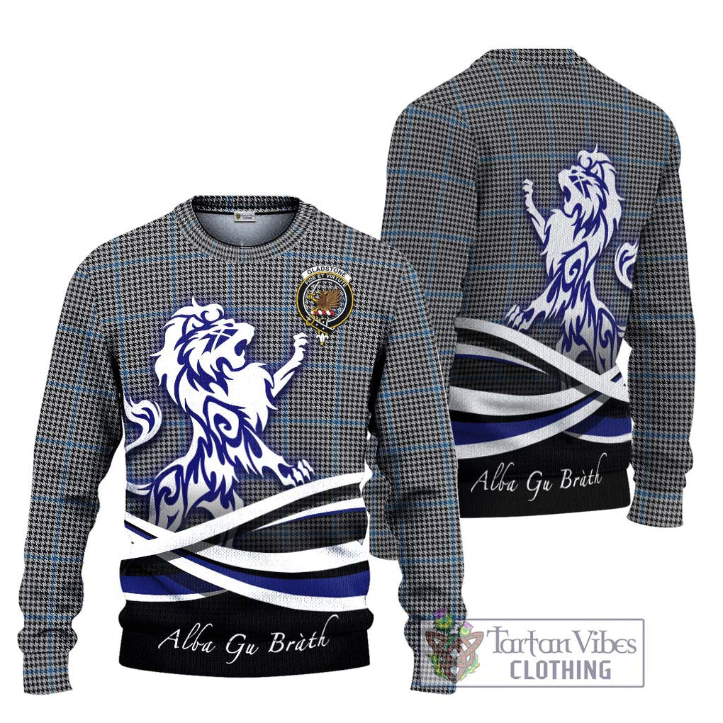 Gladstone Tartan Ugly Sweater with Alba Gu Brath Regal Lion Emblem Unisex - Tartan Vibes Clothing
