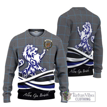 Gladstone Tartan Ugly Sweater with Alba Gu Brath Regal Lion Emblem Unisex - Tartan Vibes Clothing