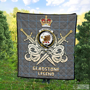 Gladstone Tartan Quilt with Clan Crest and the Golden Sword of Courageous Legacy