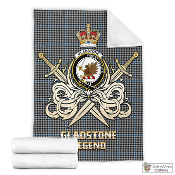 Gladstone Tartan Blanket with Clan Crest and the Golden Sword of Courageous Legacy