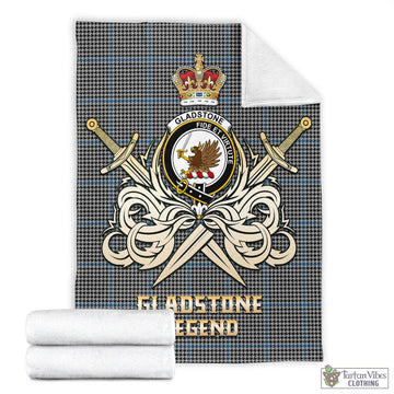 Gladstone Tartan Blanket with Clan Crest and the Golden Sword of Courageous Legacy - Tartan Vibes Clothing