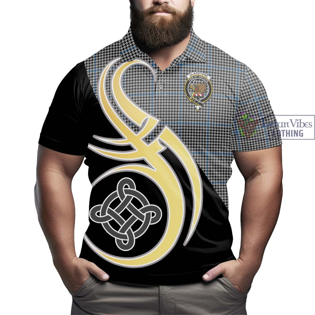 Gladstone Tartan Polo Shirt with Family Crest and Celtic Symbol Style - Tartan Vibes Clothing