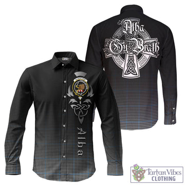 Gladstone Tartan Long Sleeve Button Up Featuring Alba Gu Brath Family Crest Celtic Inspired - Tartan Vibes Clothing