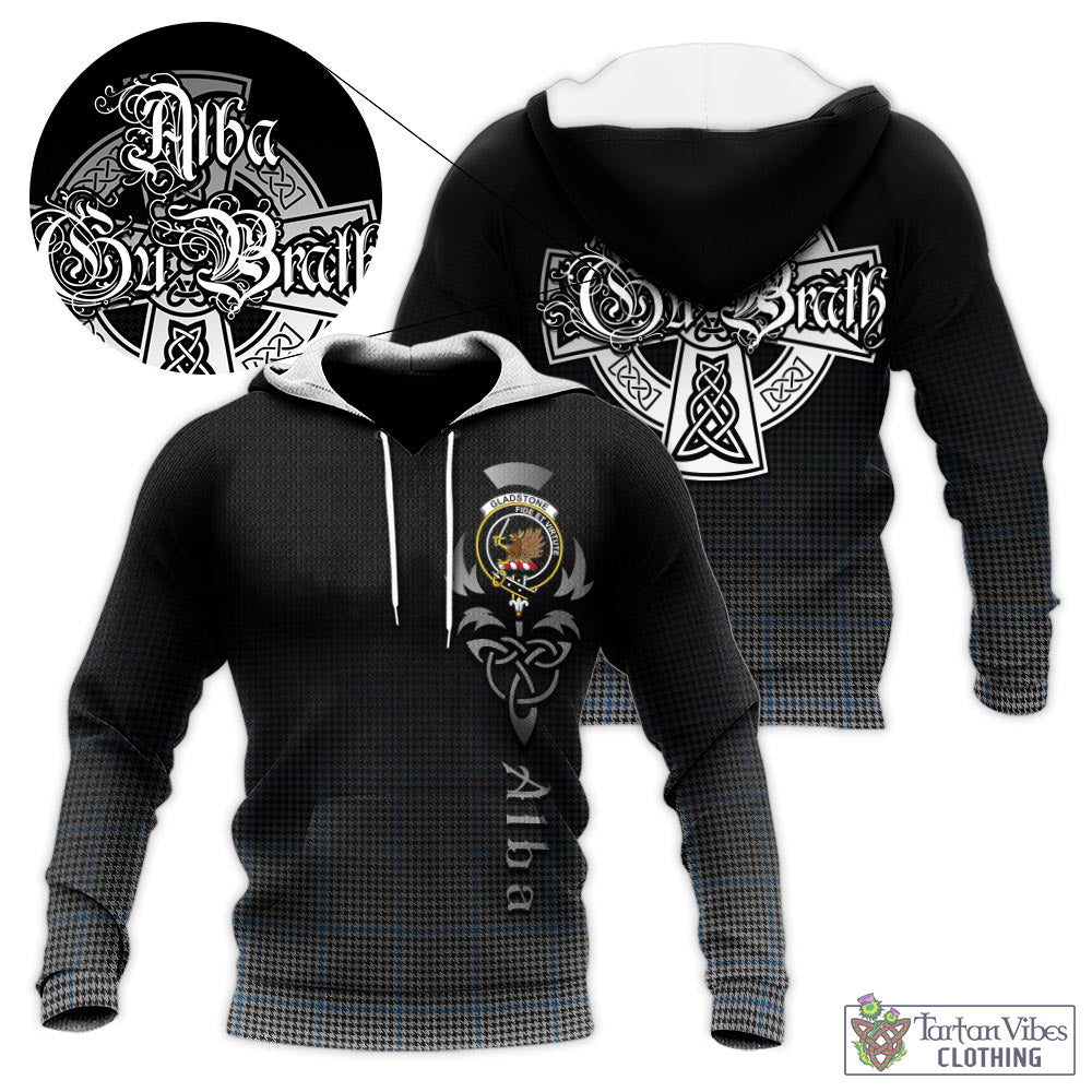 Gladstone Tartan Knitted Hoodie Featuring Alba Gu Brath Family Crest Celtic Inspired - Tartan Vibes Clothing