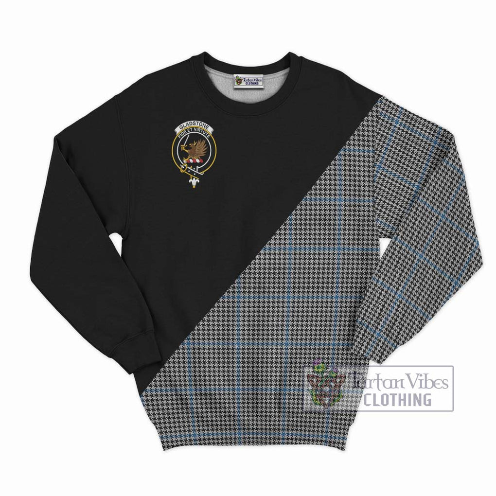 Gladstone Tartan Sweatshirt with Family Crest and Military Logo Style - Tartan Vibes Clothing