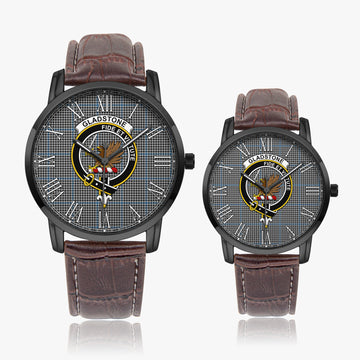 Gladstone Tartan Family Crest Leather Strap Quartz Watch