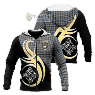 Gladstone Tartan Knitted Hoodie with Family Crest and Celtic Symbol Style Unisex Knitted Zip Hoodie - Tartan Vibes Clothing