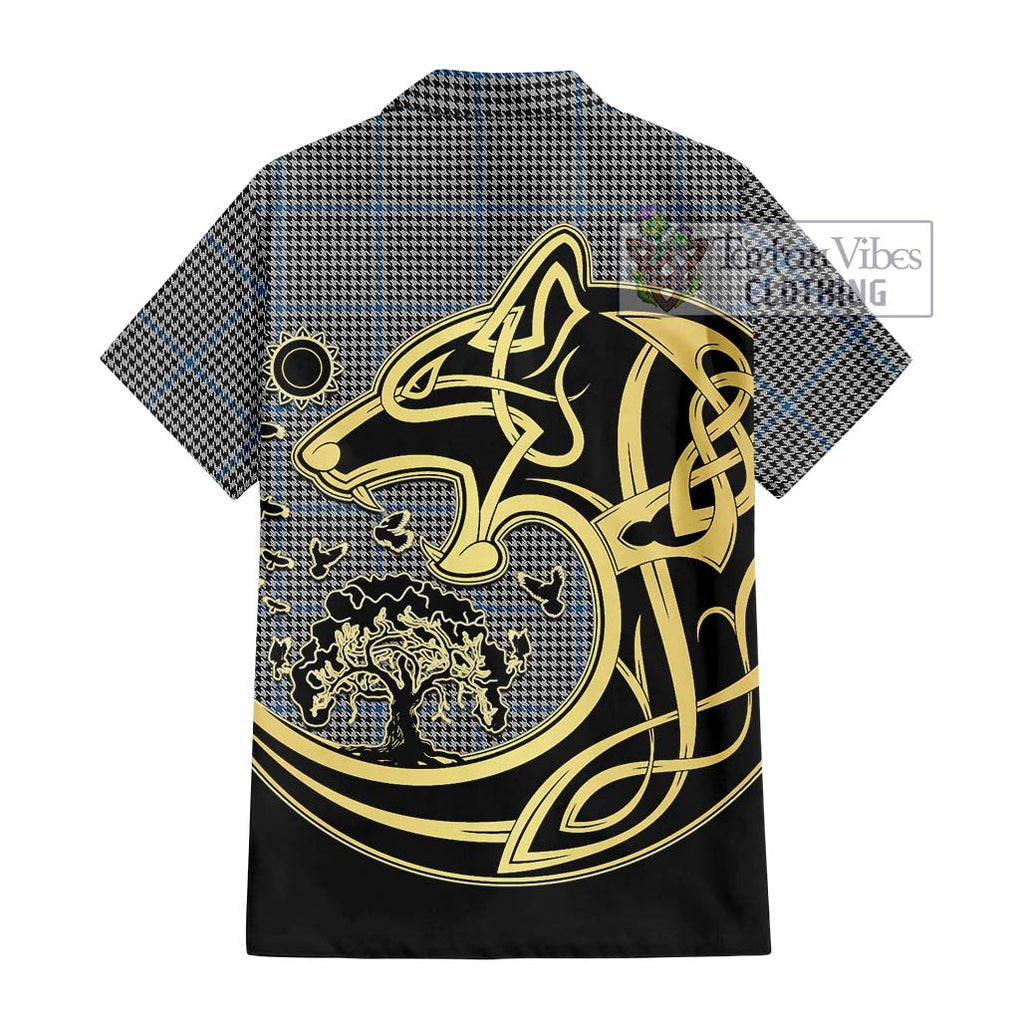 Gladstone Tartan Hawaiian Shirt with Family Crest Celtic Wolf Style - Tartan Vibes Clothing