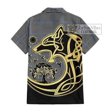 Gladstone Tartan Hawaiian Shirt with Family Crest Celtic Wolf Style - Tartan Vibes Clothing