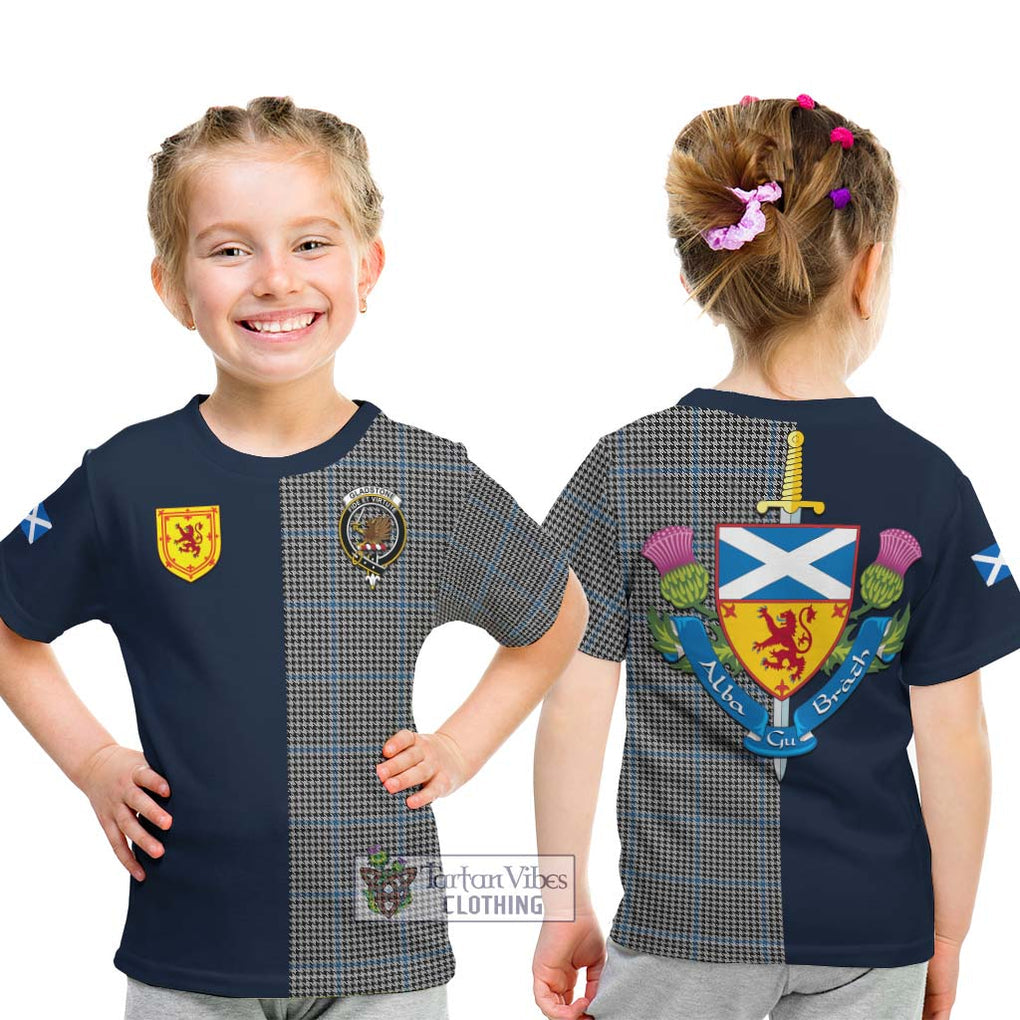 Gladstone Tartan Kid T-Shirt Alba with Scottish Lion Royal Arm Half Style - Tartan Vibes Clothing