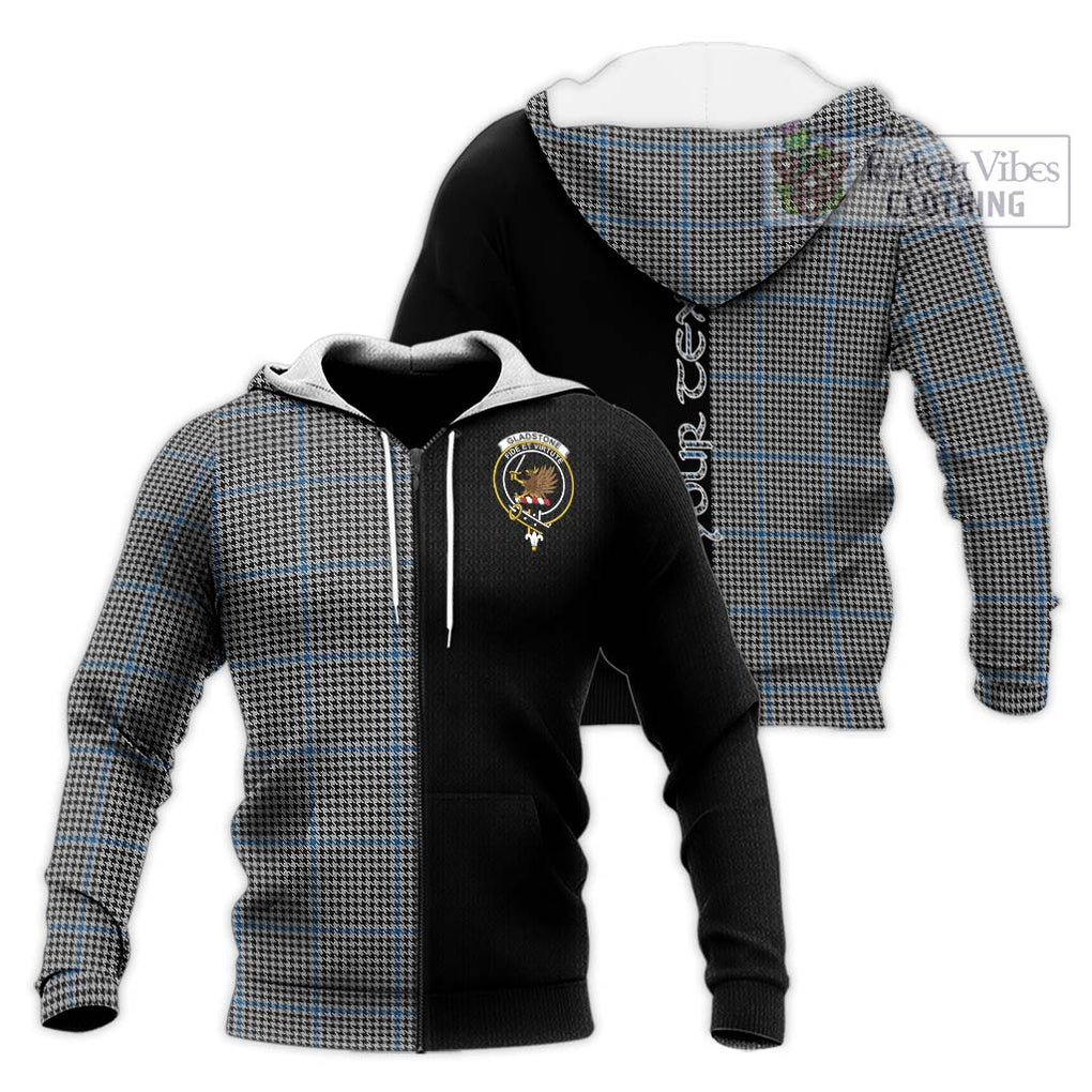 Gladstone Tartan Knitted Hoodie with Family Crest and Half Of Me Style Unisex Knitted Zip Hoodie - Tartanvibesclothing Shop