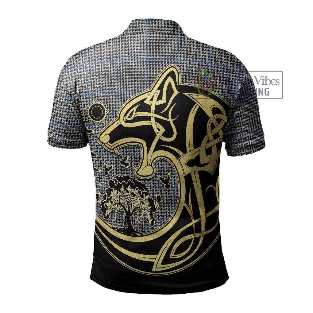 Gladstone Tartan Polo Shirt with Family Crest Celtic Wolf Style - Tartan Vibes Clothing