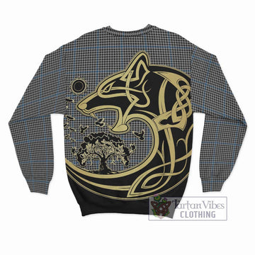 Gladstone Tartan Sweatshirt with Family Crest Celtic Wolf Style - Tartan Vibes Clothing