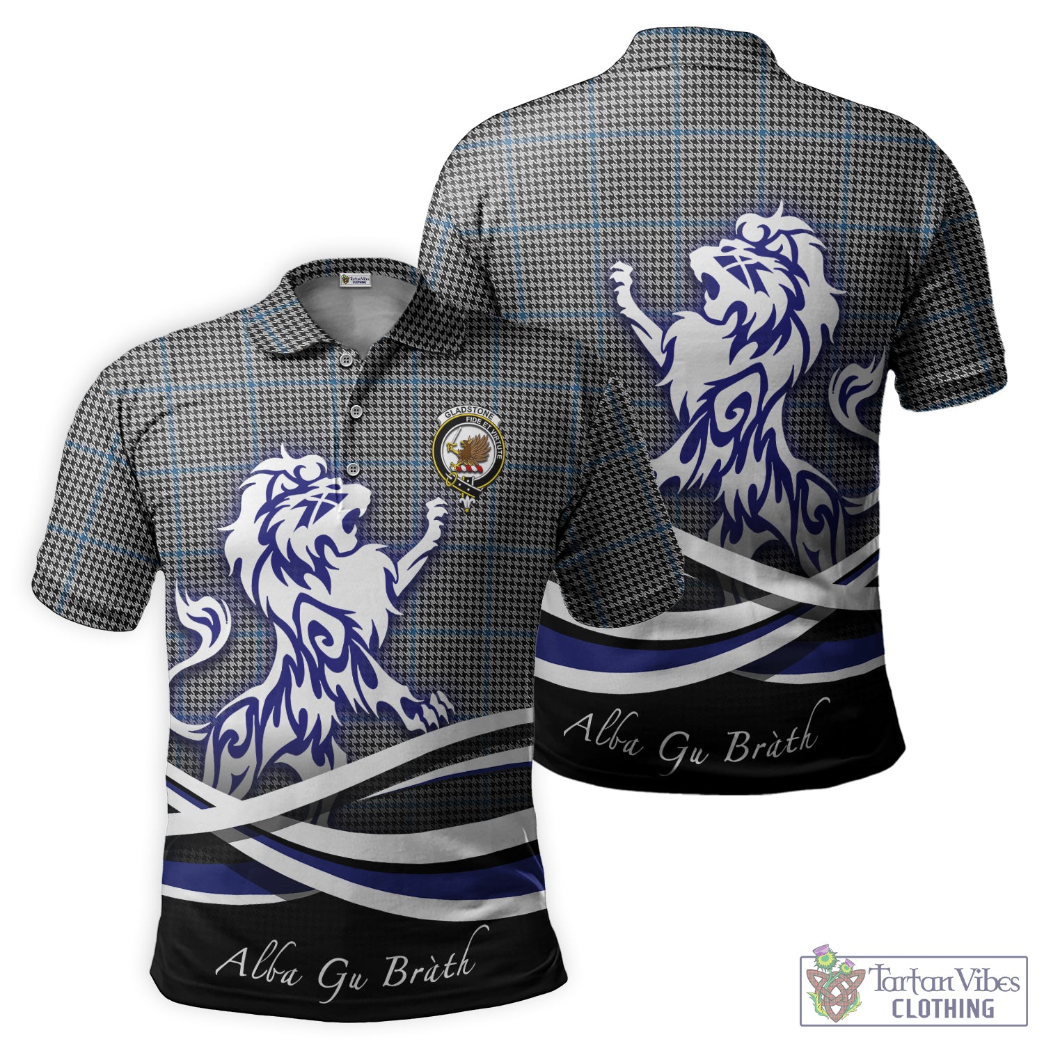 Gladstone Tartan Polo Shirt with Alba Gu Brath Regal Lion Emblem - Tartan Vibes Clothing