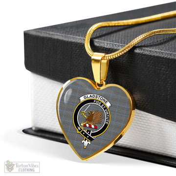 Gladstone Tartan Heart Necklace with Family Crest - Tartan Vibes Clothing