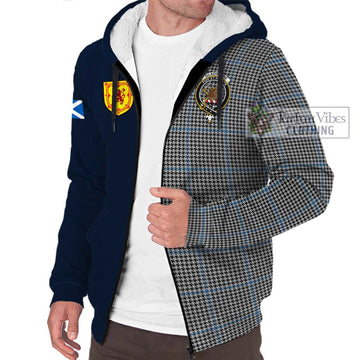 Gladstone Tartan Sherpa Hoodie Alba with Scottish Lion Royal Arm Half Style - Tartan Vibes Clothing