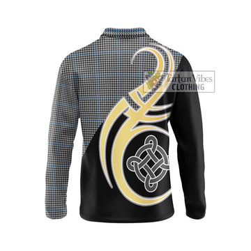 Gladstone Tartan Long Sleeve Polo Shirt with Family Crest and Celtic Symbol Style - Tartan Vibes Clothing