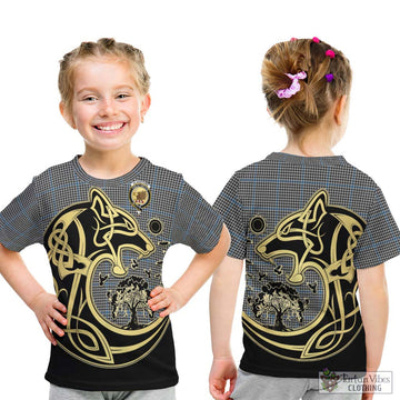 Gladstone Tartan Kid T-Shirt with Family Crest Celtic Wolf Style - Tartan Vibes Clothing