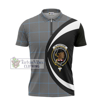 Tartan Vibes Clothing Gladstone Tartan Zipper Polo Shirt with Family Crest Circle Style