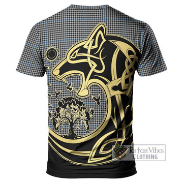 Gladstone Tartan T-Shirt with Family Crest Celtic Wolf Style - Tartan Vibes Clothing