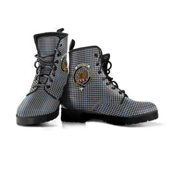 Gladstone Tartan Leather Boots with Family Crest