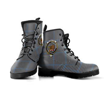 Gladstone Tartan Leather Boots with Family Crest - Tartan Vibes Clothing