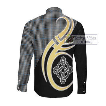 Gladstone Tartan Long Sleeve Button Shirt with Family Crest and Celtic Symbol Style Men's Shirt - Tartan Vibes Clothing