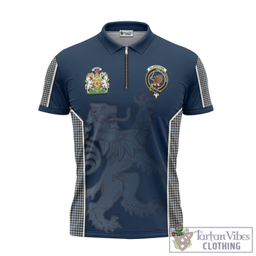 Gladstone Tartan Zipper Polo Shirt with Family Crest and Lion Rampant Vibes Sport Style