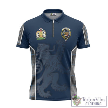 Gladstone Tartan Zipper Polo Shirt with Family Crest and Lion Rampant Vibes Sport Style - Tartan Vibes Clothing