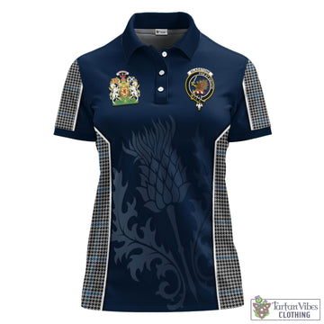 Gladstone Tartan Women's Polo Shirt with Family Crest and Scottish Thistle Vibes Sport Style