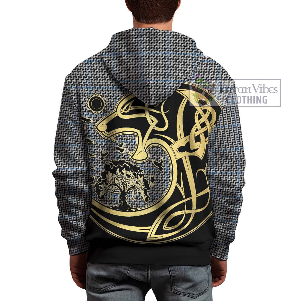 Gladstone Tartan Hoodie with Family Crest Celtic Wolf Style - Tartan Vibes Clothing