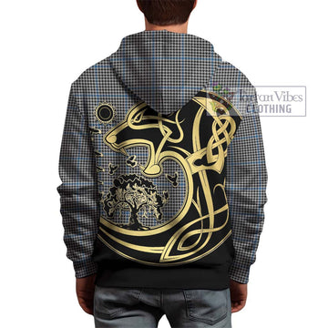 Gladstone Tartan Hoodie with Family Crest Celtic Wolf Style - Tartan Vibes Clothing