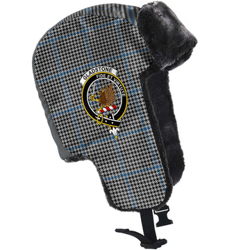 Gladstone Tartan Winter Trapper Hat with Family Crest - Tartan Vibes Clothing