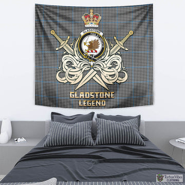 Gladstone Tartan Tapestry with Clan Crest and the Golden Sword of Courageous Legacy - Tartan Vibes Clothing
