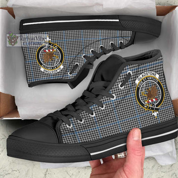 Gladstone Tartan High Top Shoes with Family Crest - Tartan Vibes Clothing
